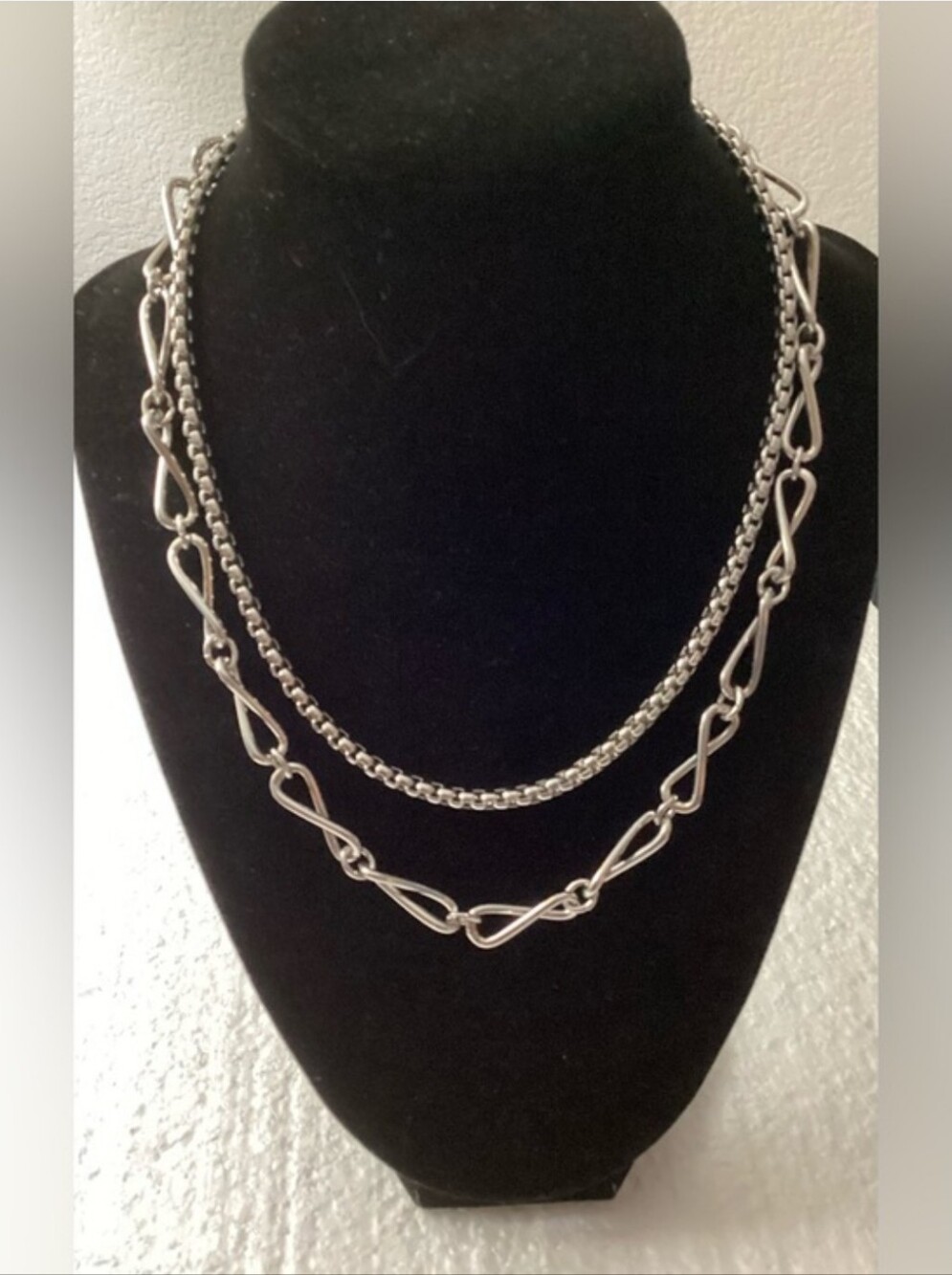 ON 34th Layered Silver-Tone Double Chain Necklace for Women - Picture 10 of 10